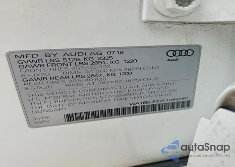 2019 Audi Q3 Premium Plus S-Line z USA, uszkodzony, nr VIN WA1EECF37K1086280